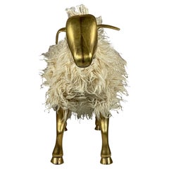 Unusual Brass Sheep Footstool