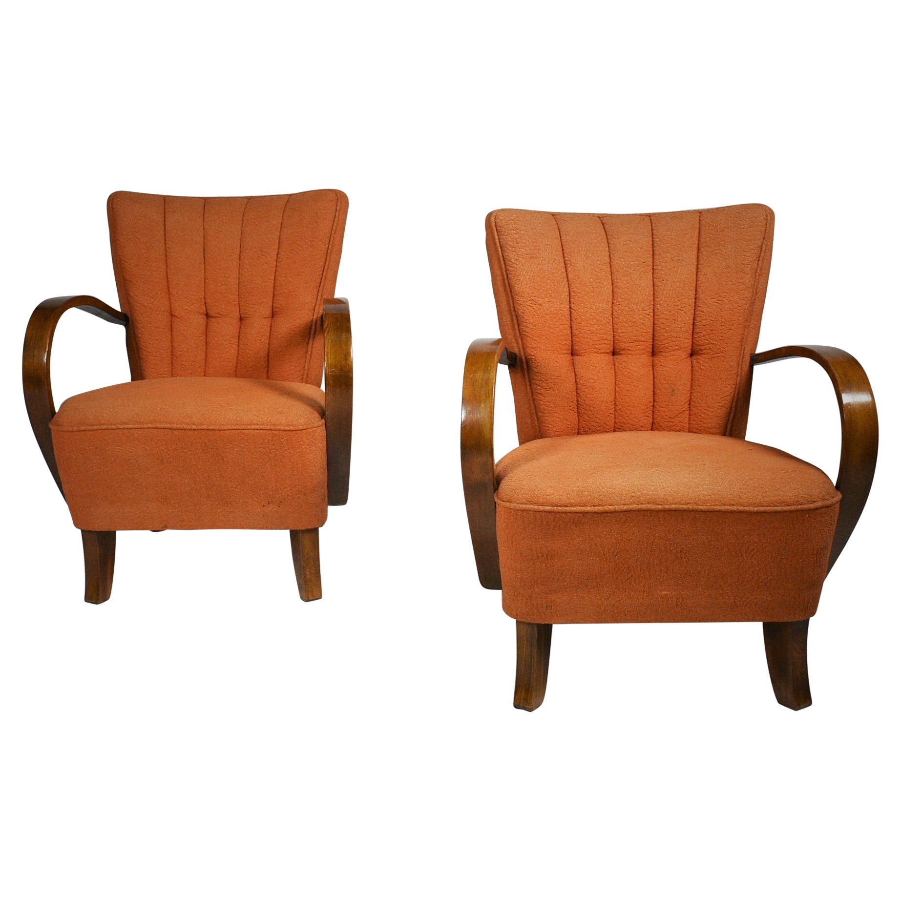 Set of Two Armchairs Designed by Jindřich Halabala, Model H-237