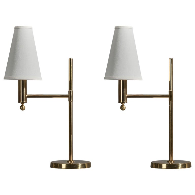 Aage Petersen, Table Lamp, Brass, Fabric, for Le Klint, Denmark, 1970s For  Sale at 1stDibs
