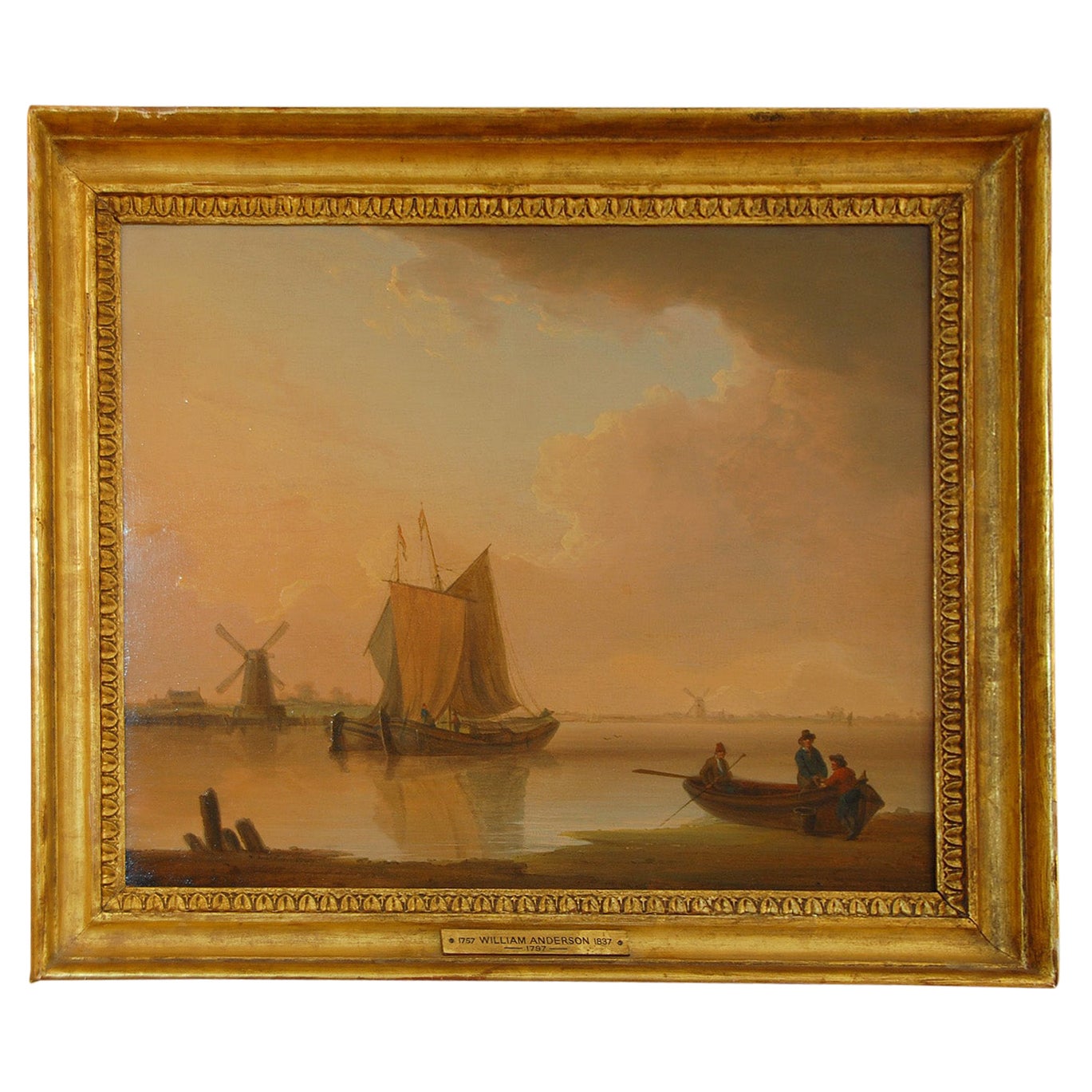 English Maritime Original Oil on Board Signed William Anderson Dated 1797