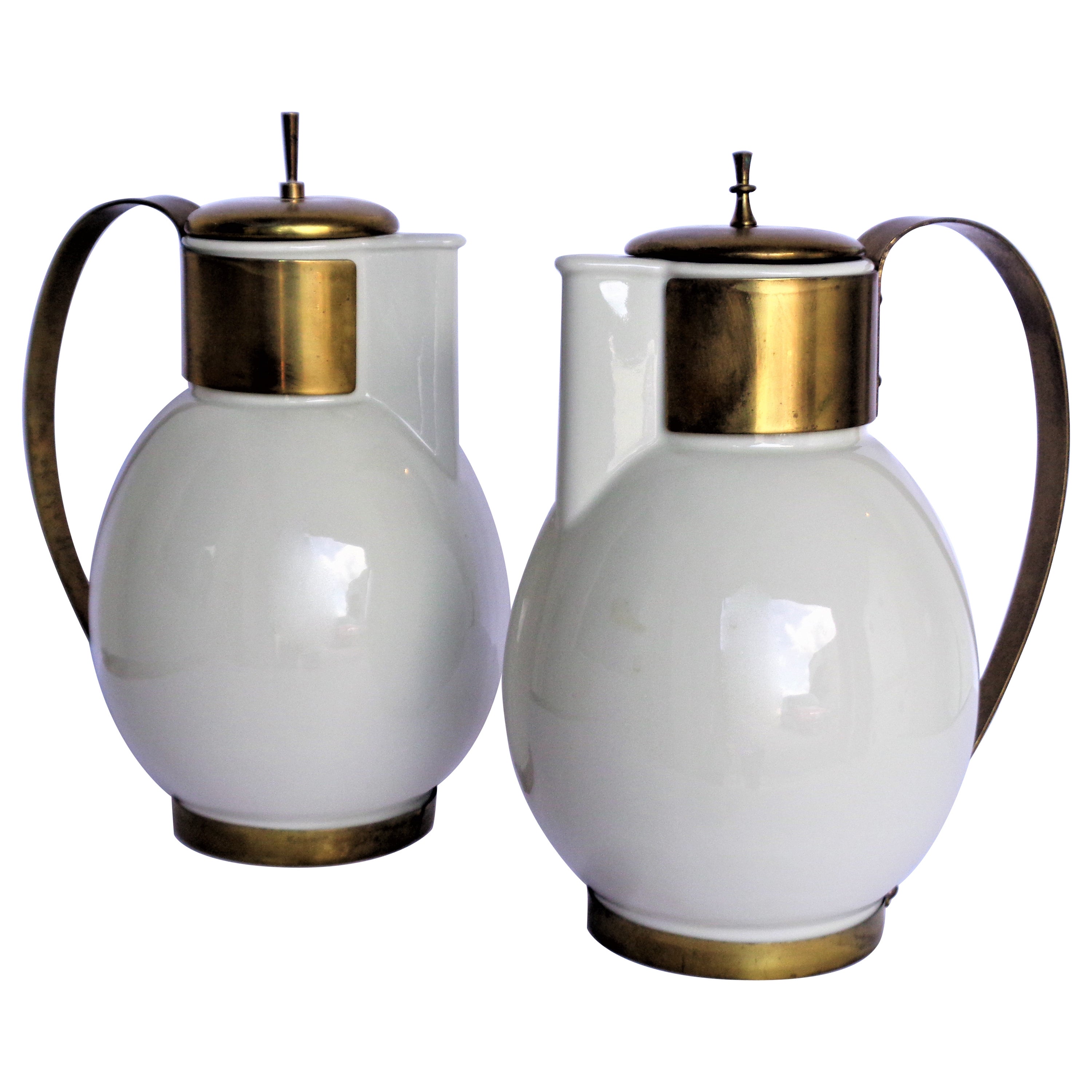Porcelain and Brass Coffee Servers by Ernest Sohn, Circa 1950
