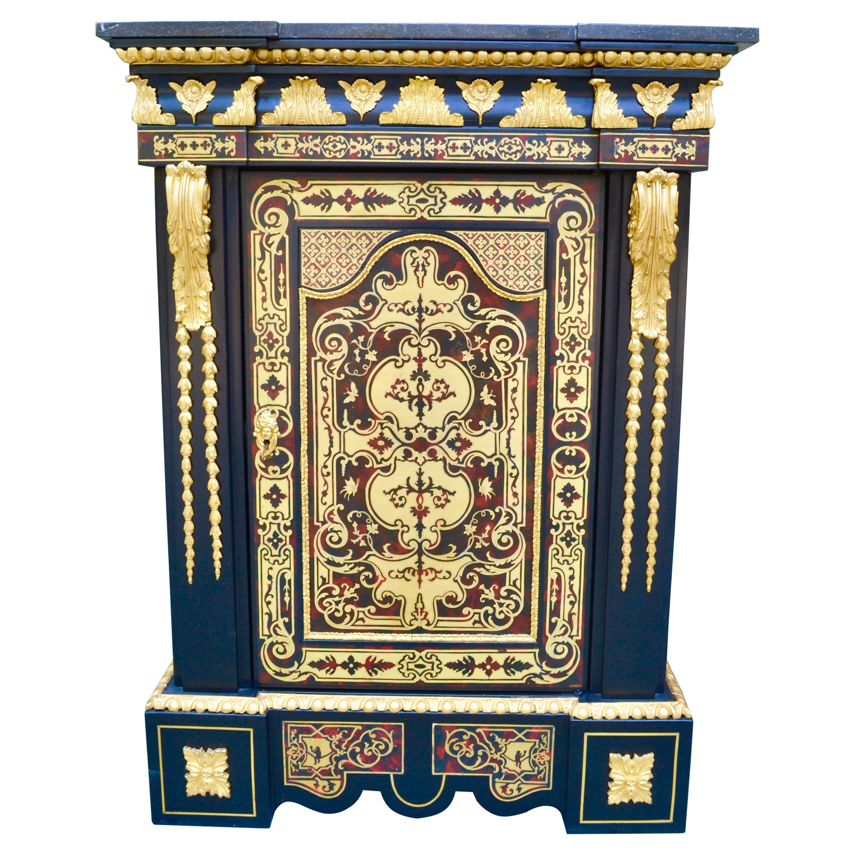 19th Century Napoleon III Ebonized and Brass Inlaid Cabinet