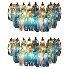 Pair of Murano Poliedri Chandelier in the Style of Carlo Scarpa