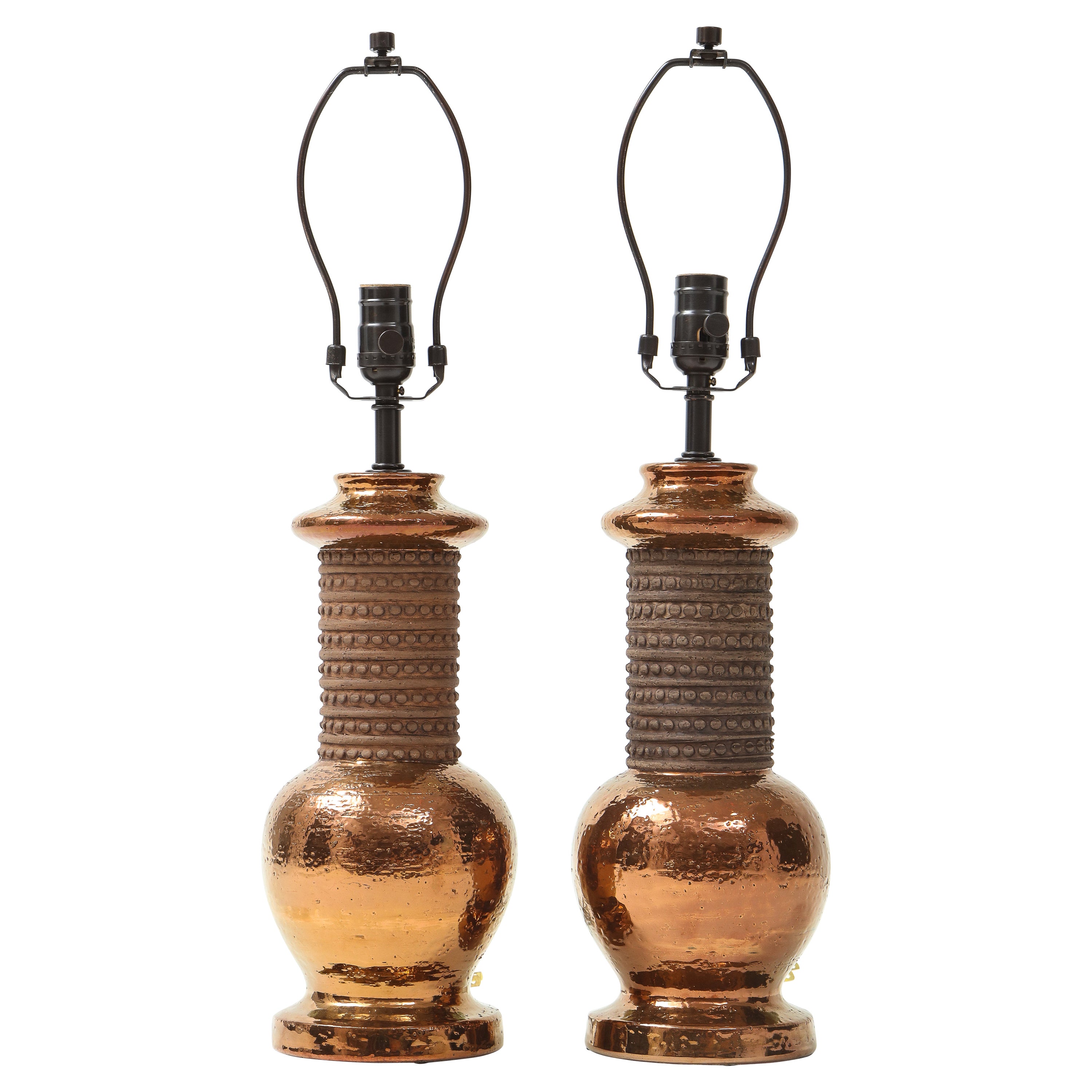 Bitossi Copper Lustre Glazed Lamps