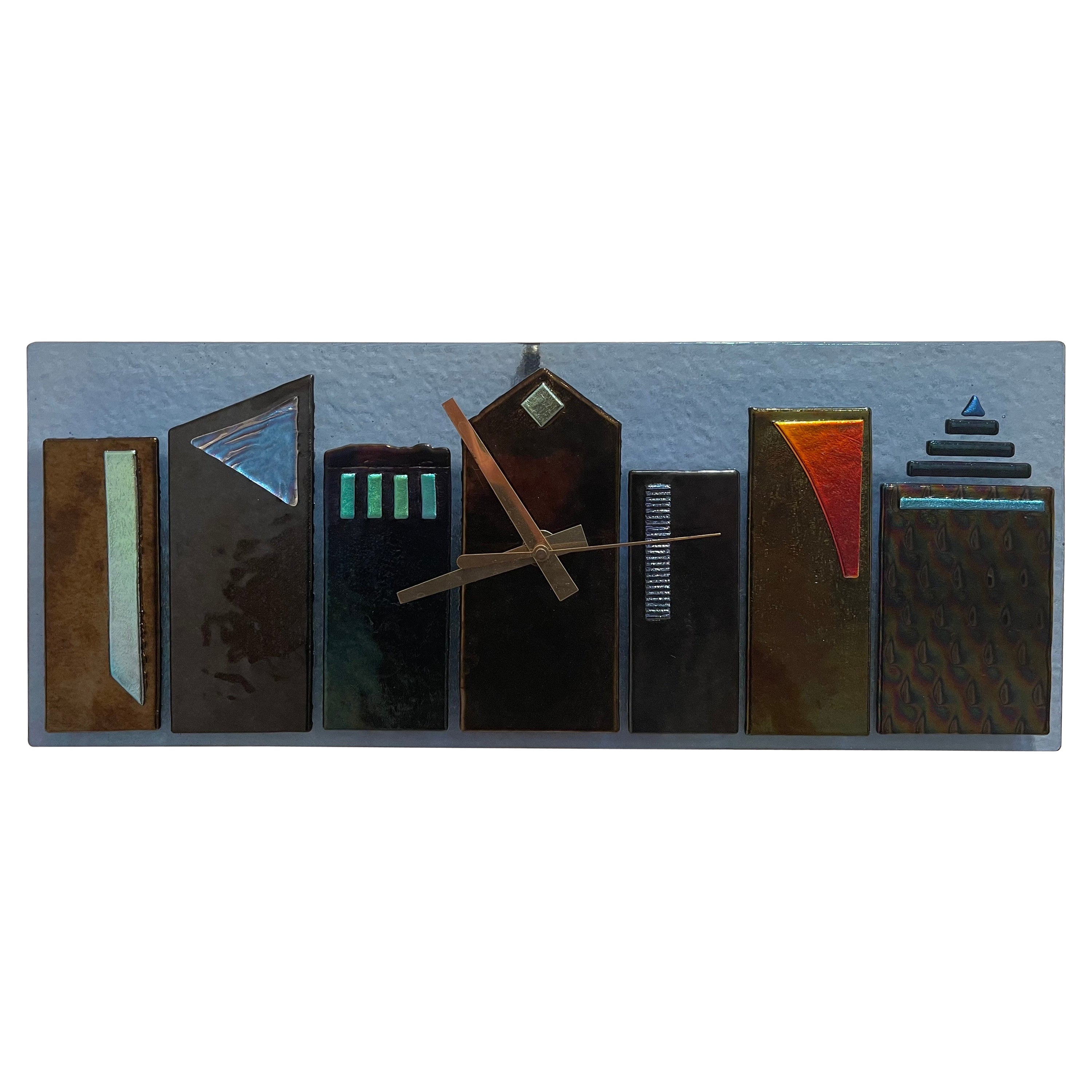 Postmodern / Memphis Era Art Glass Wall Clock by M.J. Bailey