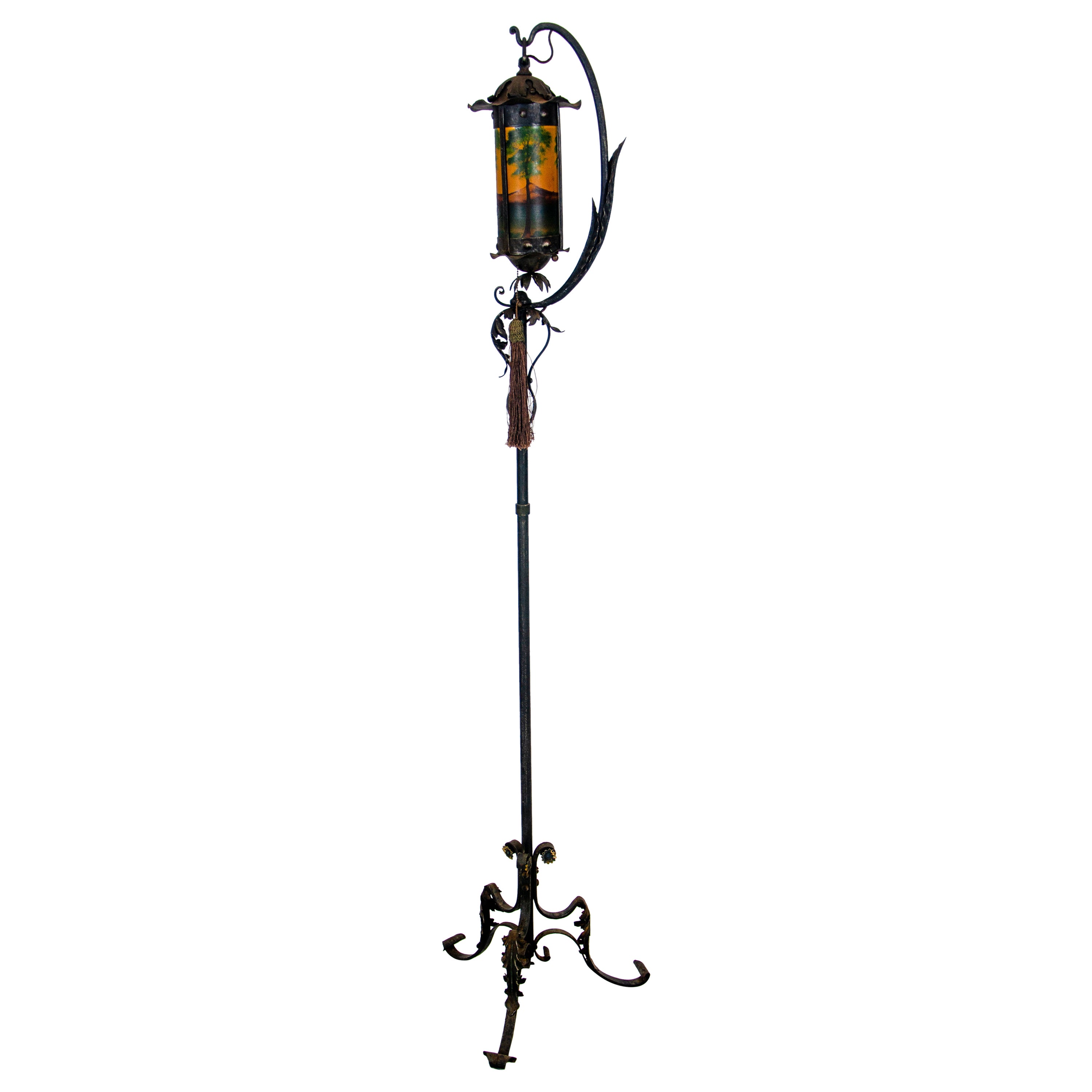Early 1900's Wrought Iron Floor Lamp For Sale