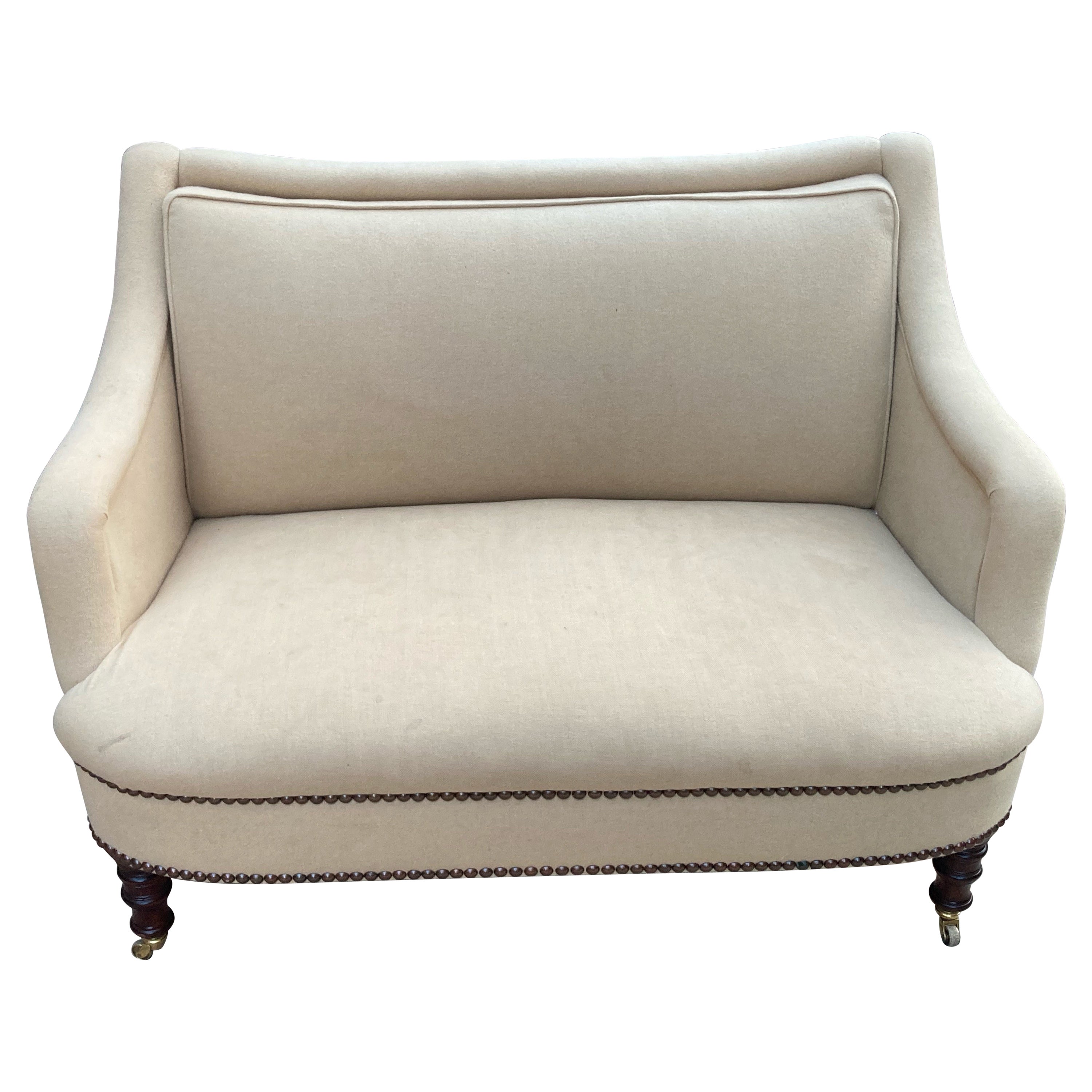 Classic George Smith Petite Fairhill Upholstered Settee Loveseat 