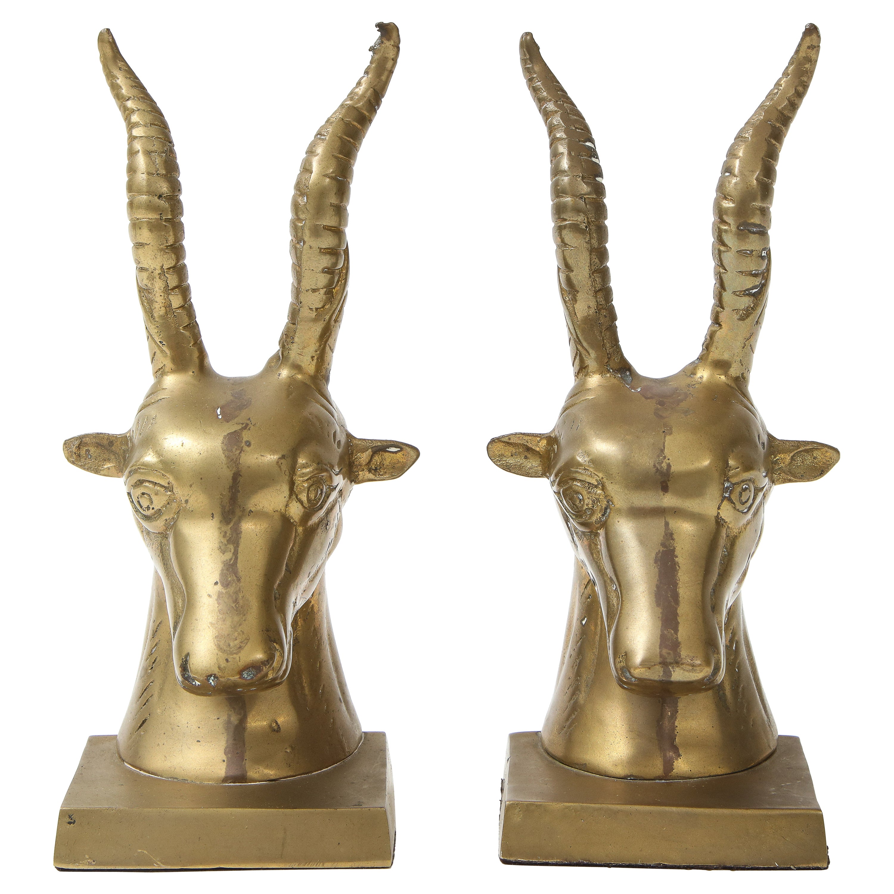 Mid Century Bronze Goat Bookends