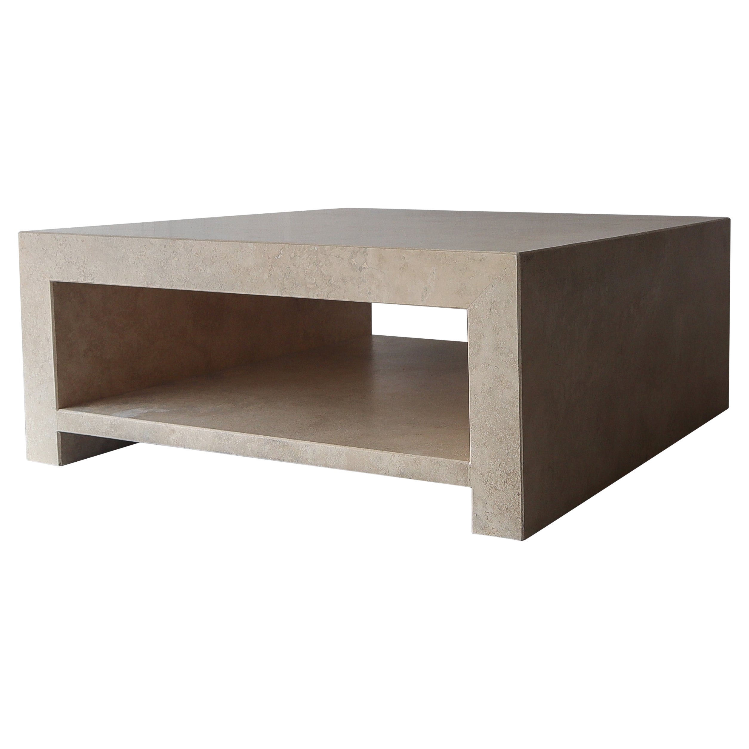 Travertine Top Iron Coffee Table at 1stDibs