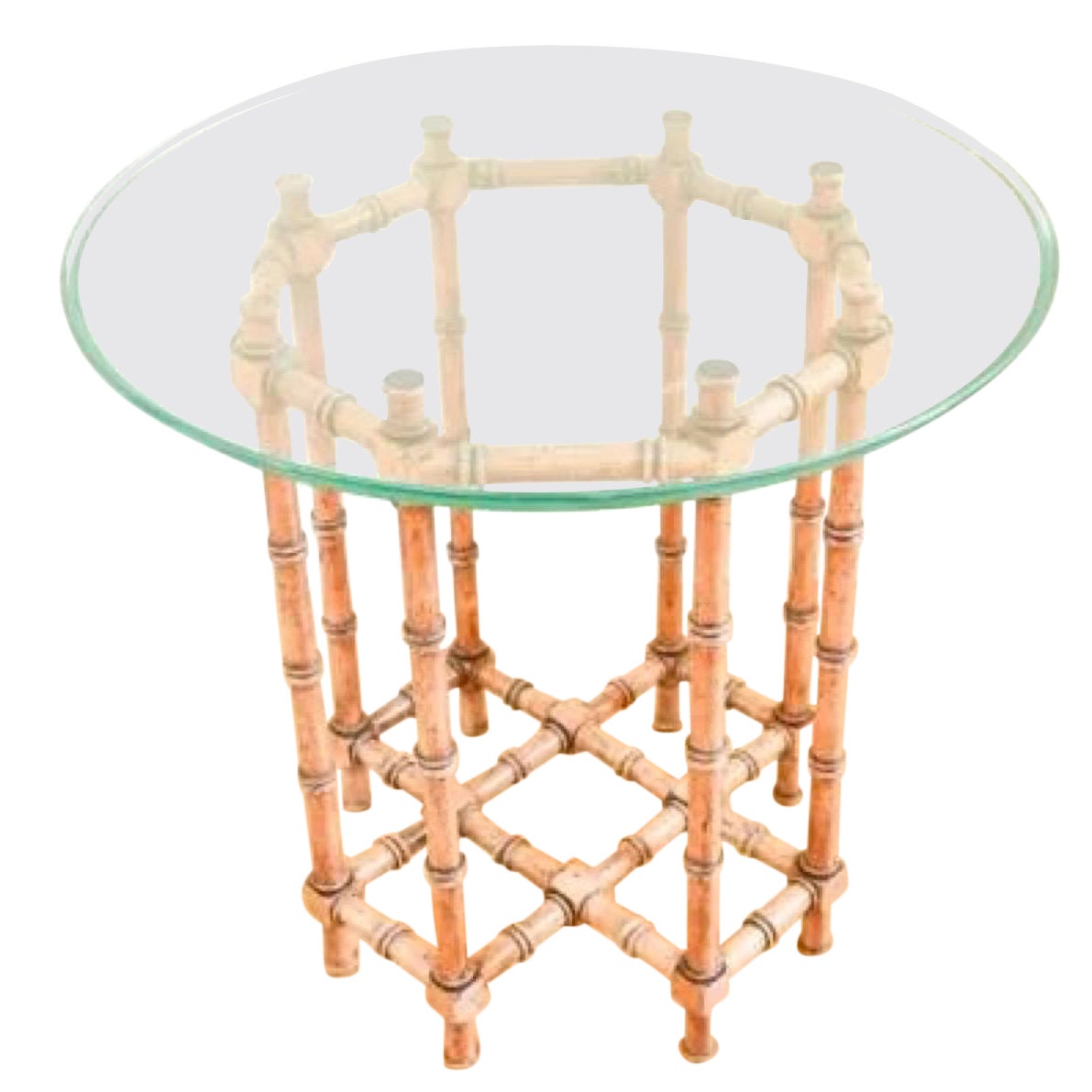 Faux Bamboo Glass Top Side Table