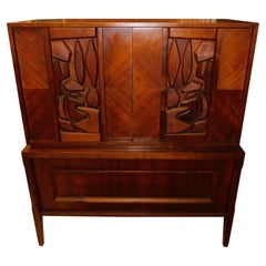 Mid-Century Modern Brutalist Walnut Gentleman's Chest of Drawers Armoire