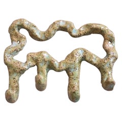 Free Form Wall Hook in Stracciattella Clay and Pastel Green Glaze