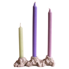 Dreifacher Kerzenständer aus Stracciatella-Ton mit durchsichtiger Glasur