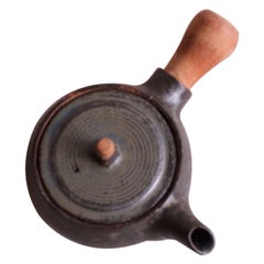 Wheel Thrown Tea Pot with Wooden Handle