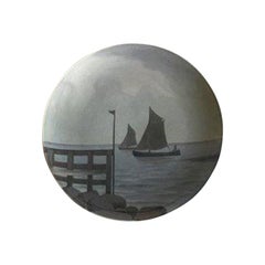 Bing & Grondahl Art Nouveau Wall Plate with Sailing Ship No 8247/357-20