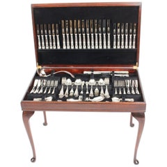 Retro English Silver Plated Cased Kings Pattern Cutlery Set x 12 Mid 20th C