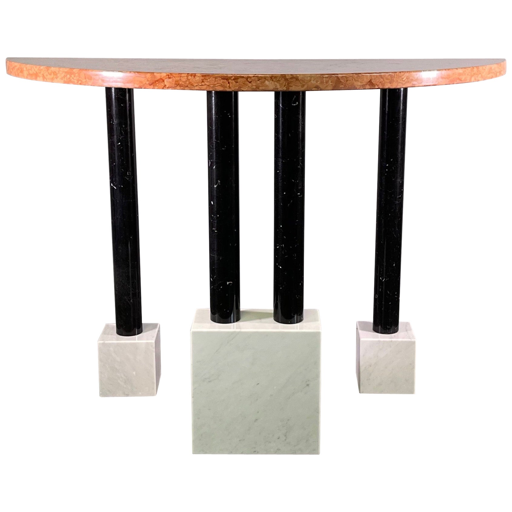 Consola vintage de mármol Ettore Sottsass para Ultima Edizione, Italia, años 80 en venta