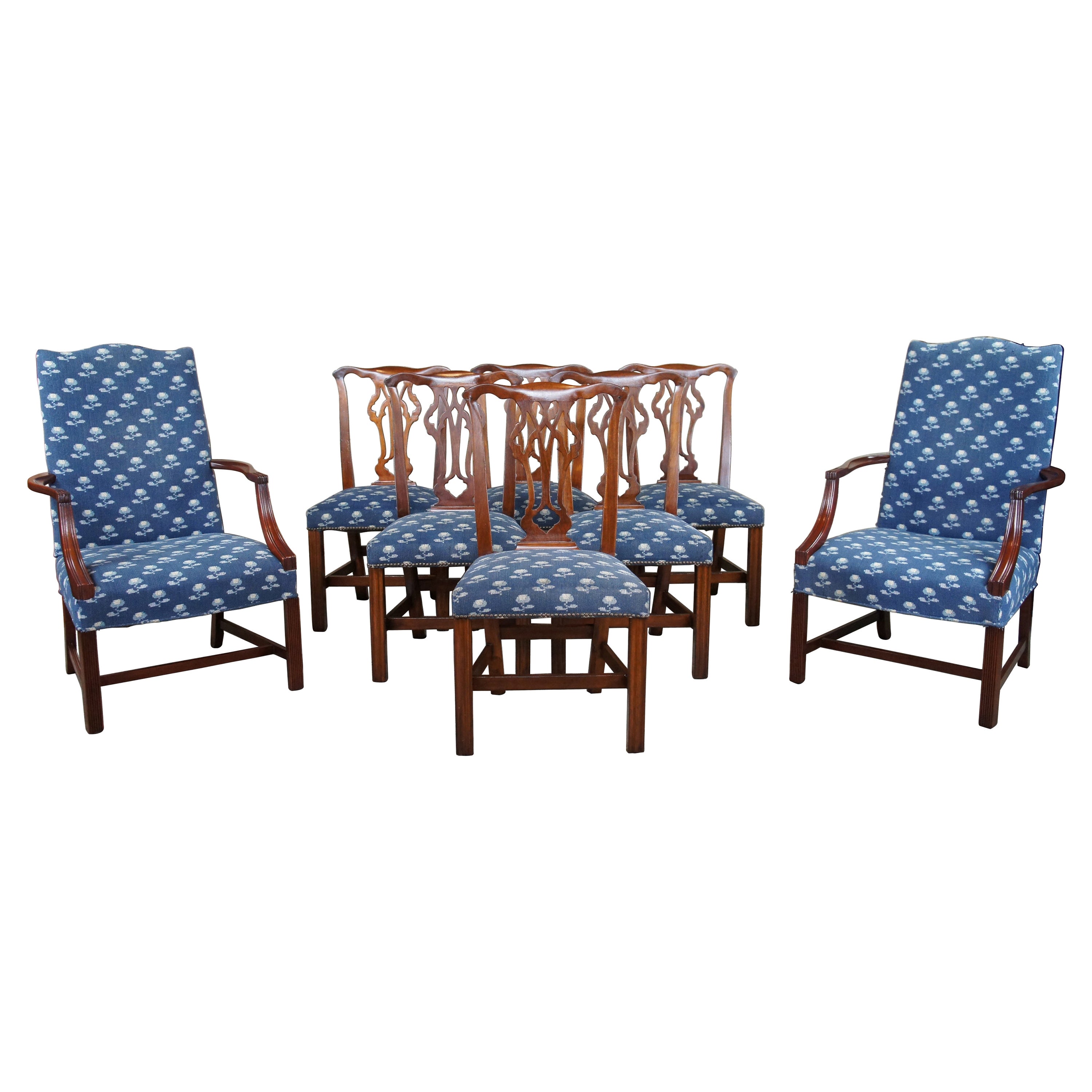 8 Hickory Chair Martha Washington James River Mahogany Chippendale Dining Chairs