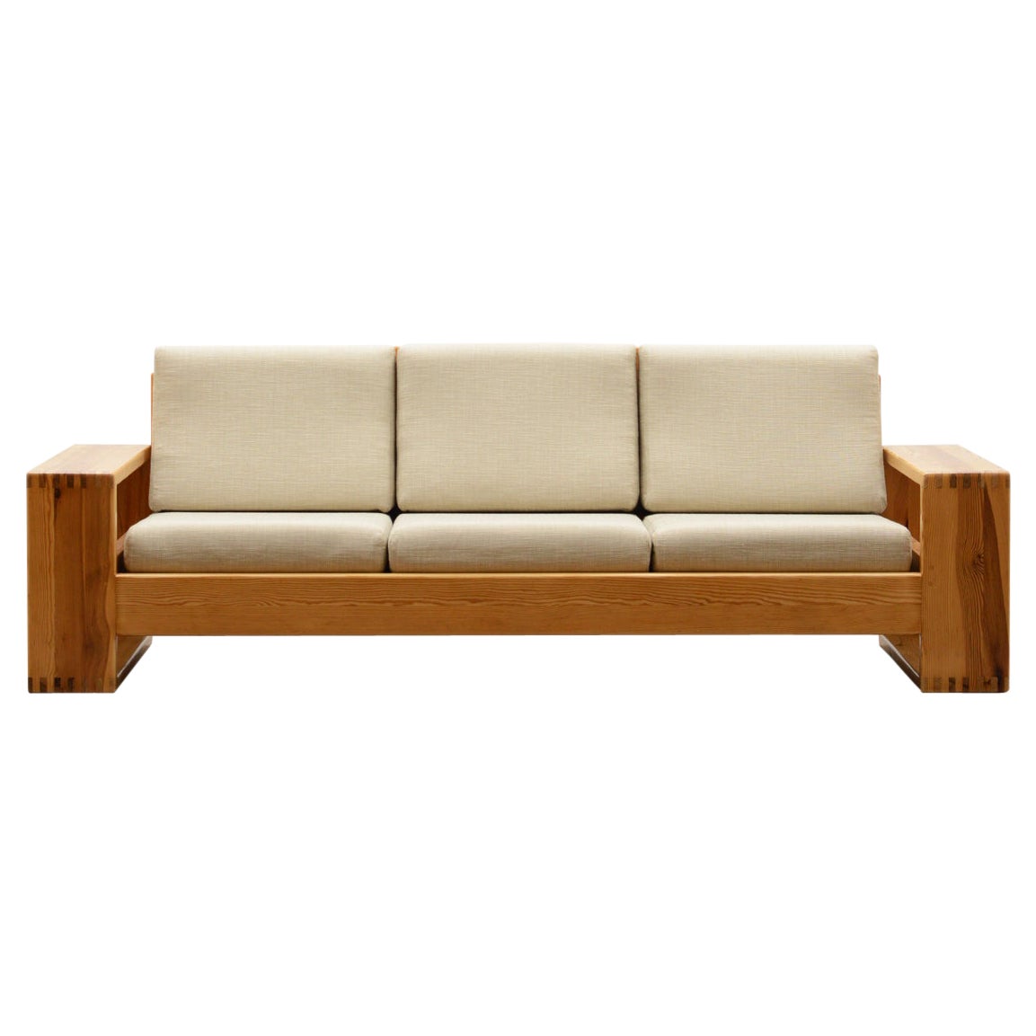 Rare Pine 3 Seater Sofa by Ate Van Apeldoorn for Houtwerk Hattem