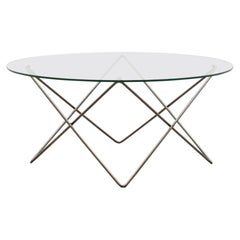 Wire and Glass Round Coffee Table 80s