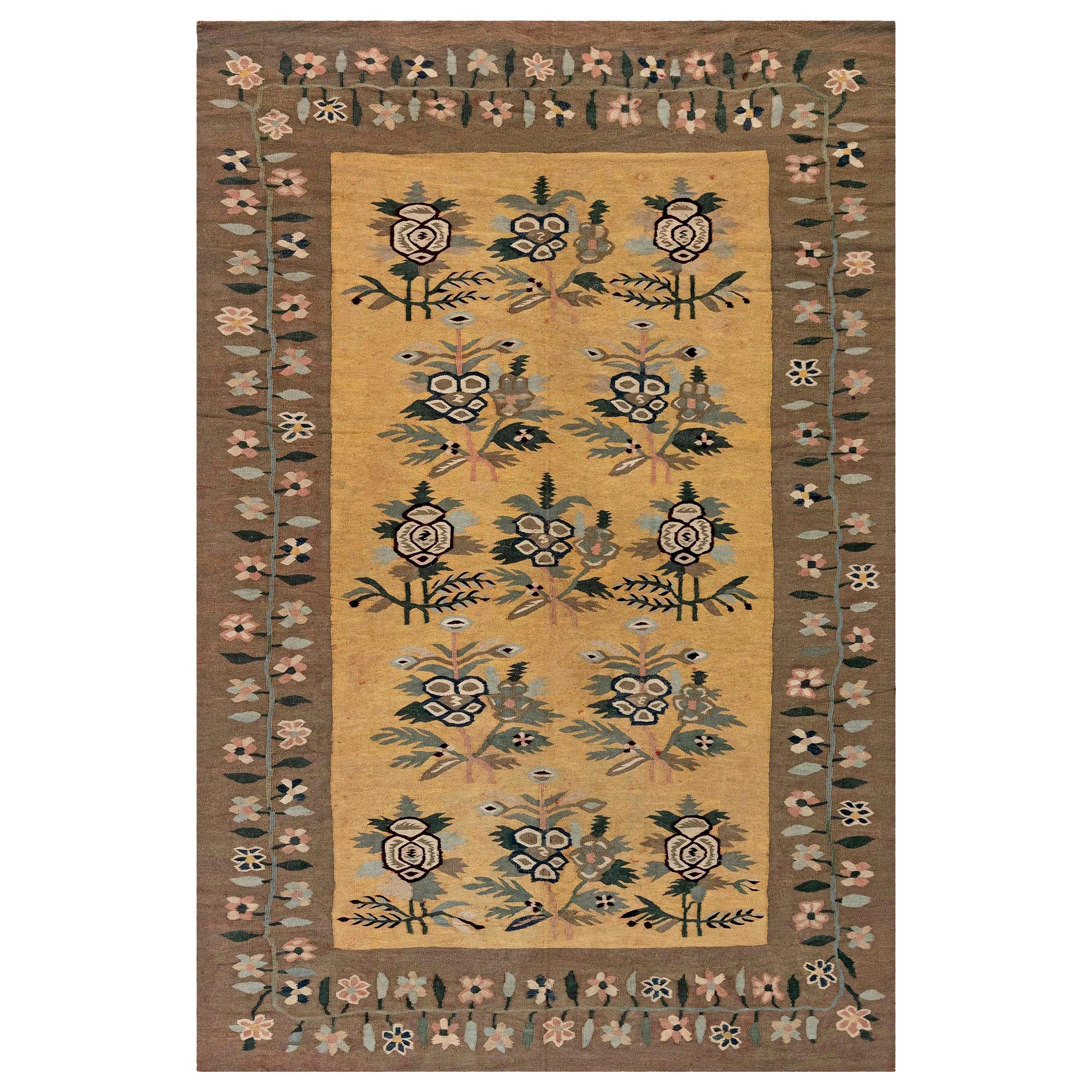 Early 20th Century Bessarabian Floral Rug For Sale