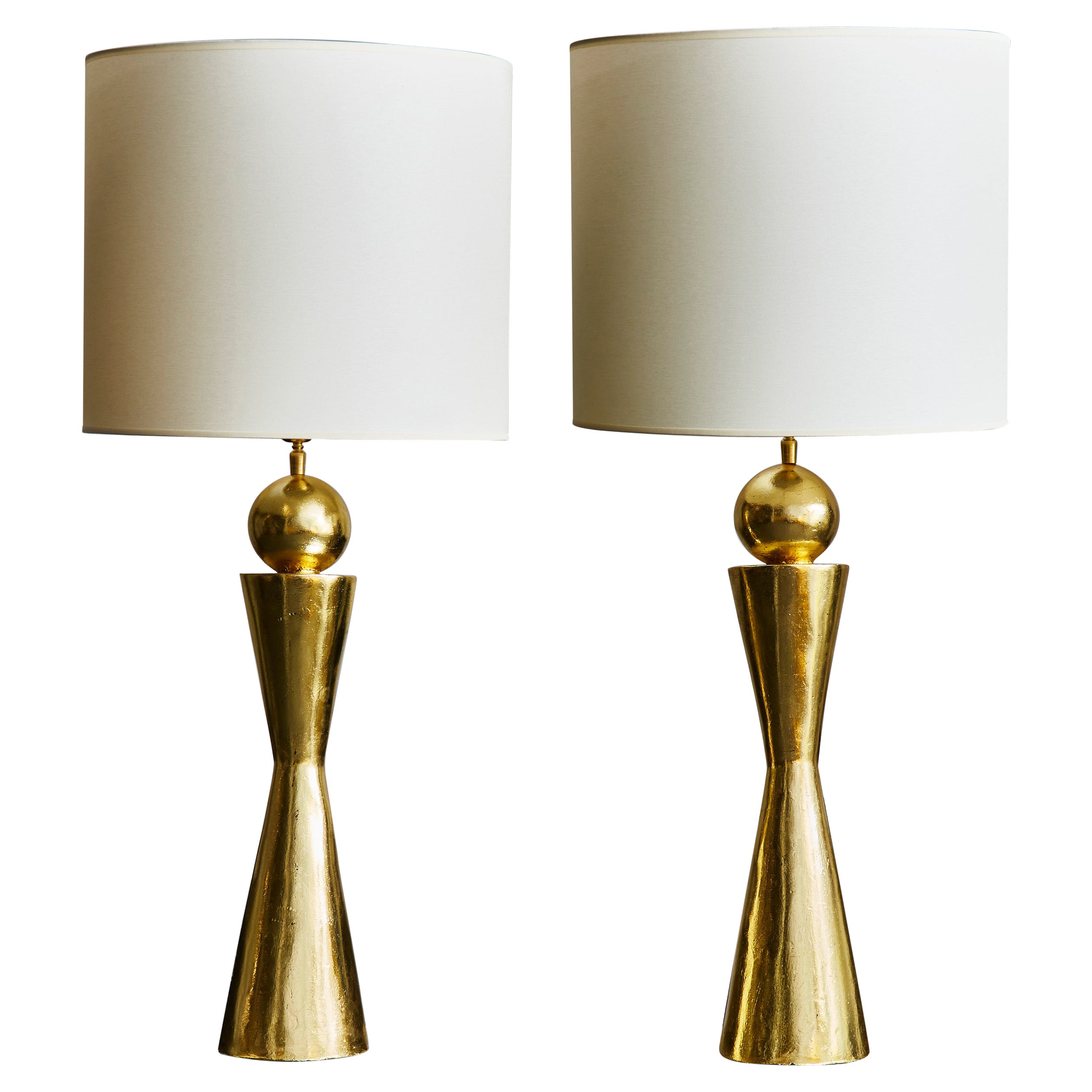 Pair of Gold Leaf Covered Plaster Table Lamps