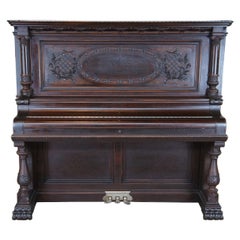 1878 Antique Shoninger Baroque Revival Mahogany Carved Upright Grand Piano