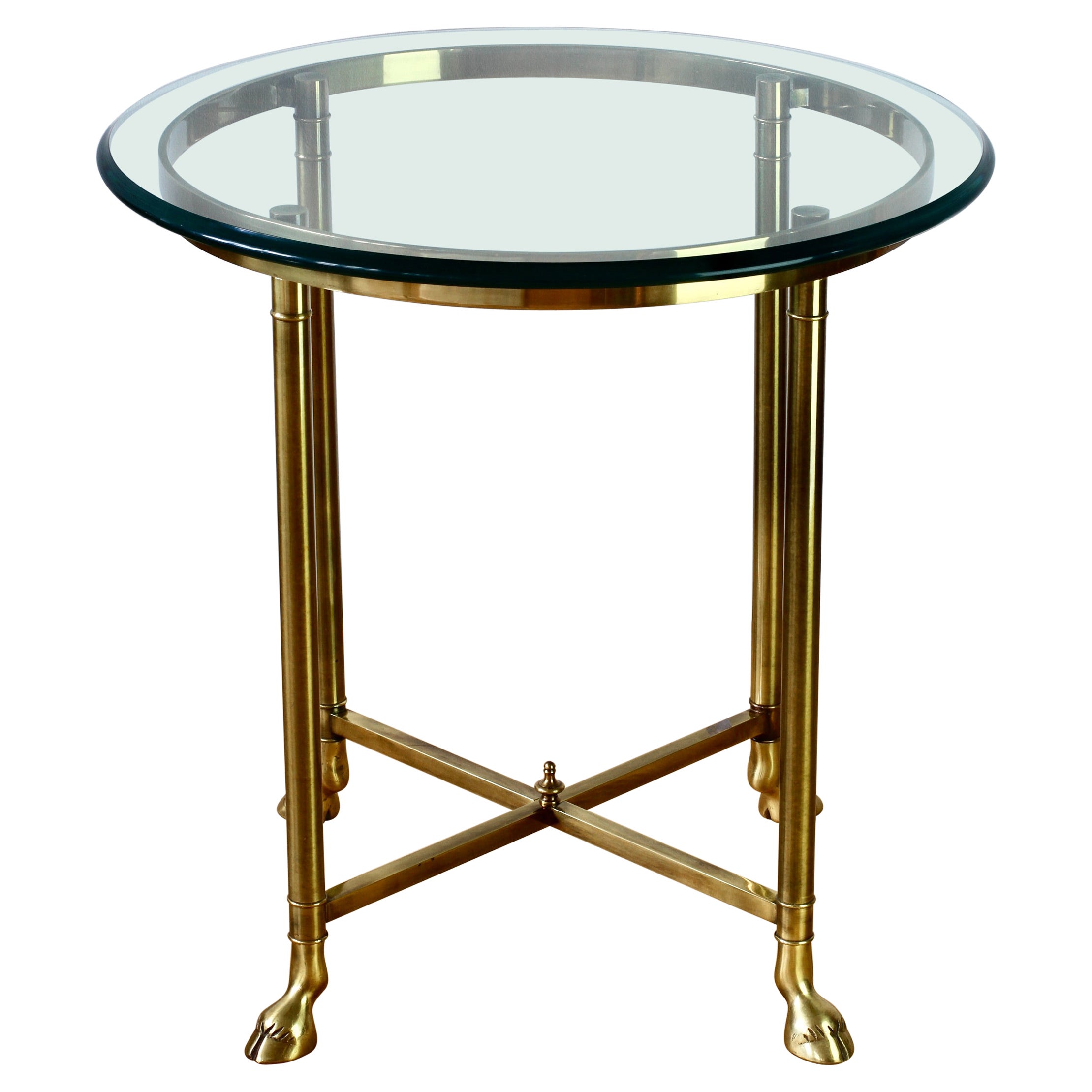 Maison Charles Style Cast Brass and Glass Side or End Table by La Barge, c. 1970