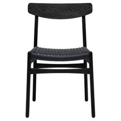CH23 Dining Chair in Oak Painted Black & Black Papercord Seat by Hans J. Wegner