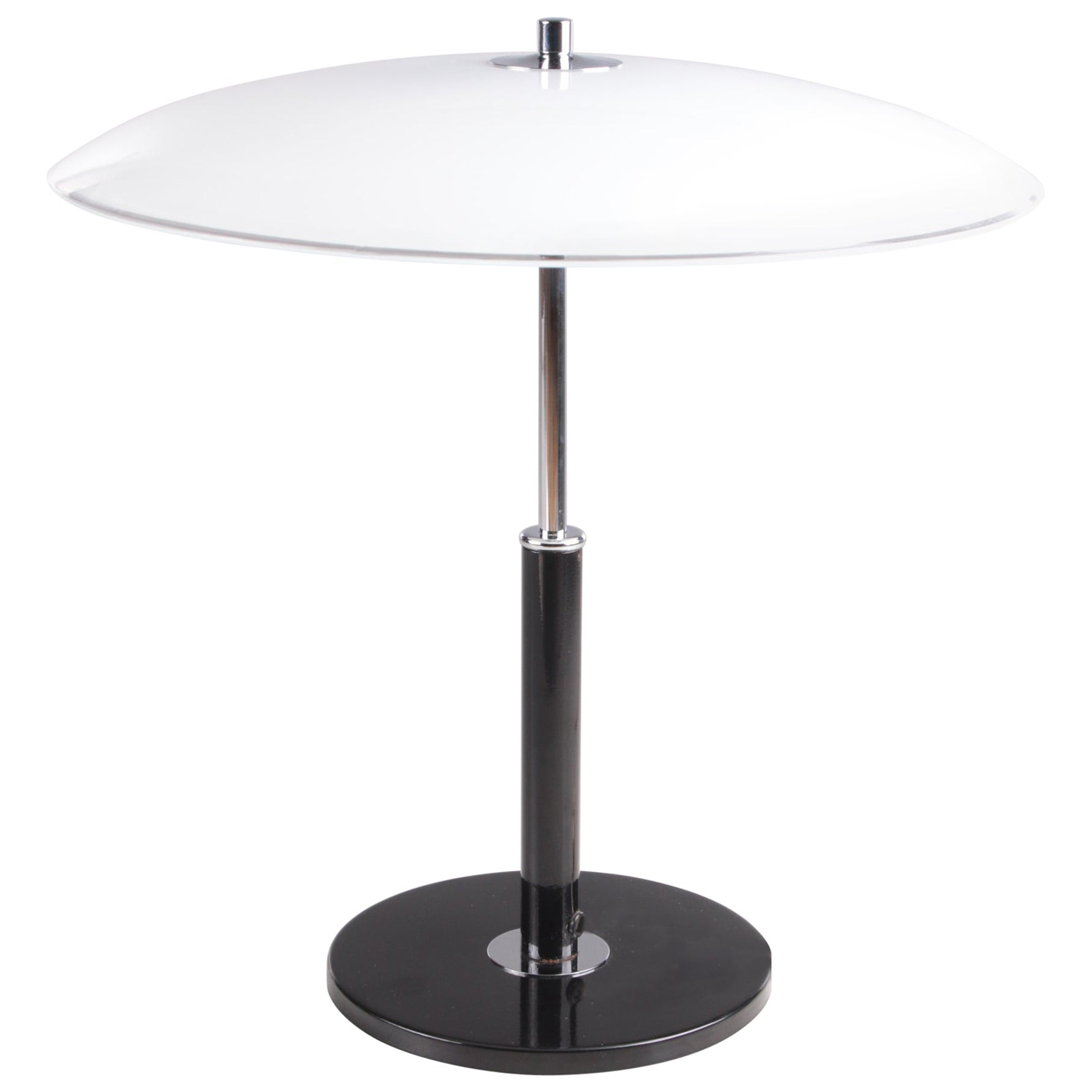 Lampe de bureau champignon vintage modèle B8802 chromée avec verre opale en vente