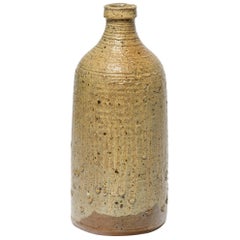 Bottiglia da tavolo o vaso decorativo in ceramica marrone del XX secolo di La Borne Potters