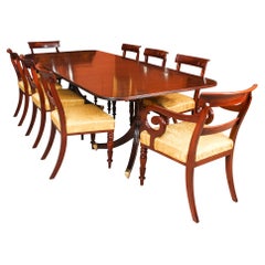 Vintage Twin Pillar Dining Table by William Tillman 20C & 8 Chairs 19th C