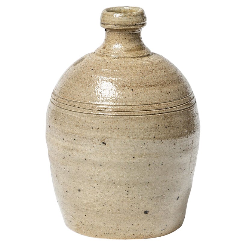 Grey Ceramic Bottle or Vase by French Artist Eric Astoul La Borne circa 1980 For Sale