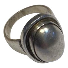 Georg Jensen Sterling Silver Ring with Silver Stone No 46A