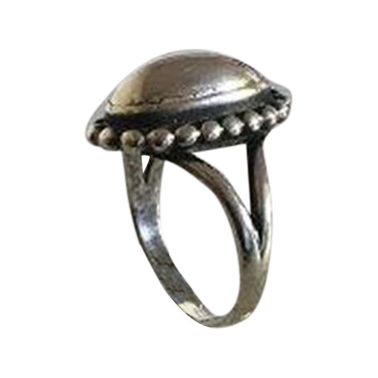 Georg Jensen Sterling Silver Ring No 9 with Silver Stone For Sale