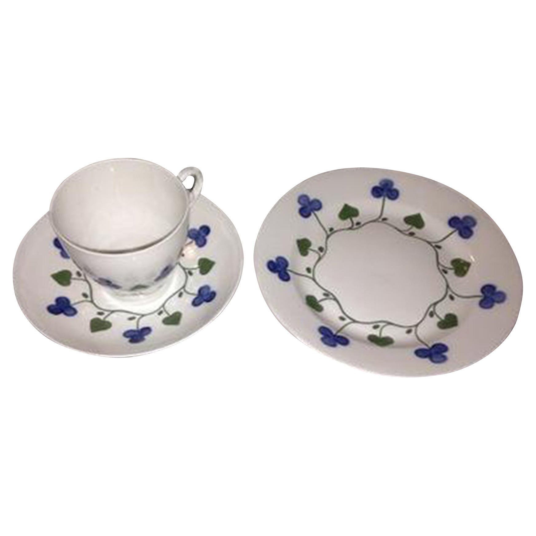 Bing & Grøndahl Art Nouveau Coffee Cup, Saucer and Side Plate