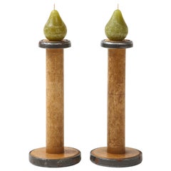 19th C. Wood Spindle Candlesticks