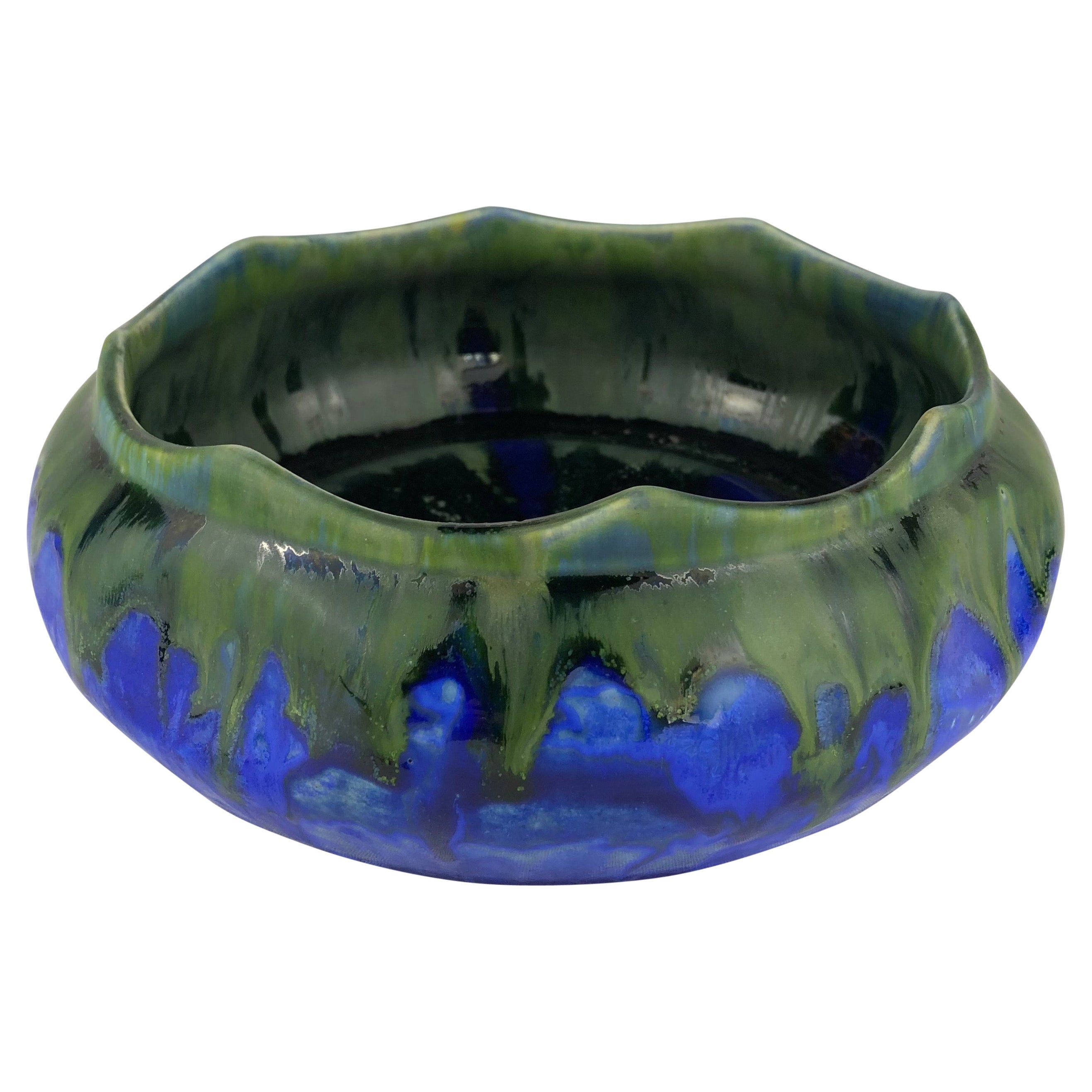 Stunning French Art Deco Ceramic Bowl by Gilbert Menetier, Signed