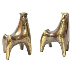 Vintage Aged Bronze Bull Bookends, B. Seibel