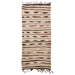 Flat-Woven Vintage Moroccan Kilim Rug. Size: 4' 1" x 8' 8" (1.24 m x 2.64 m)