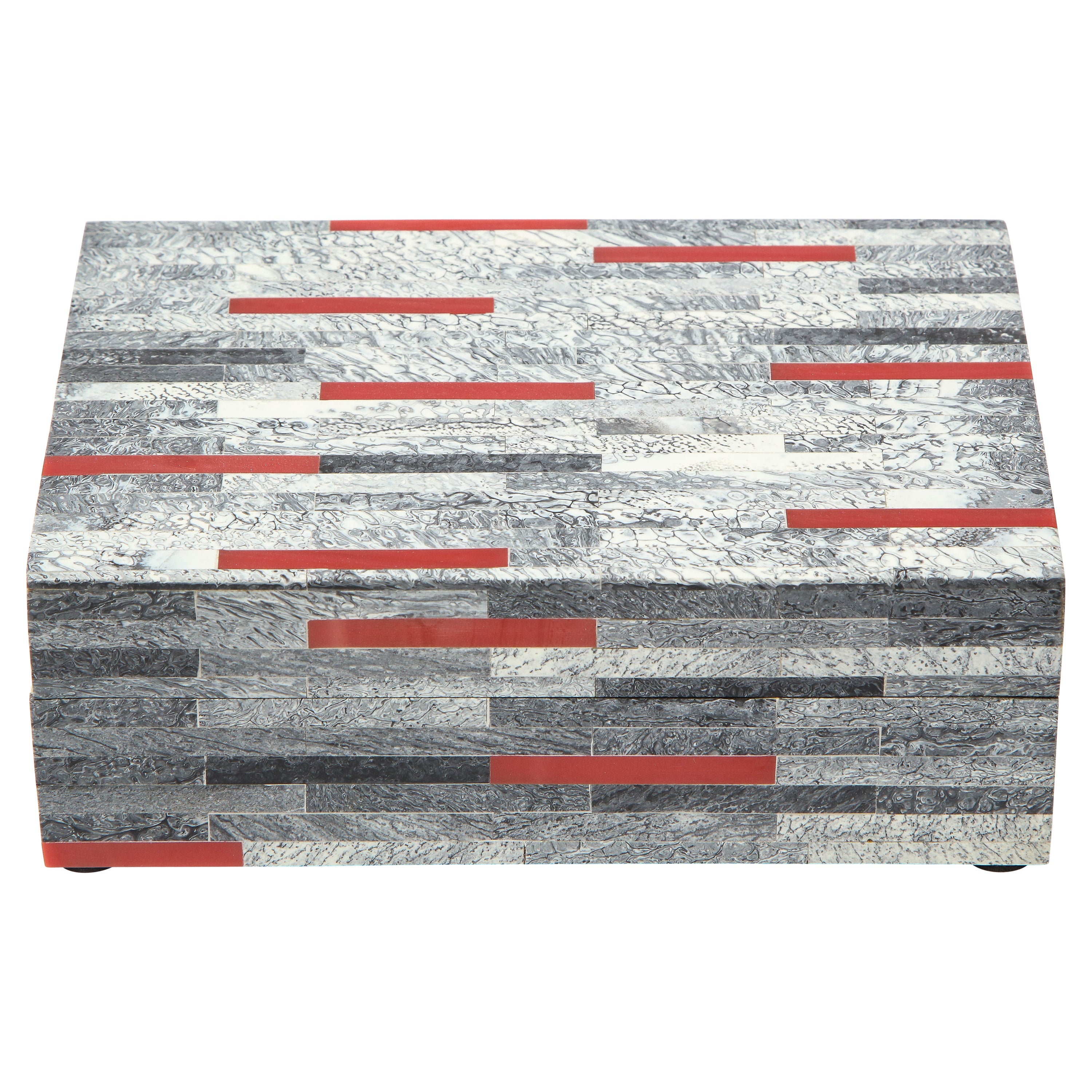 Grey, Red Bone Tile Box For Sale