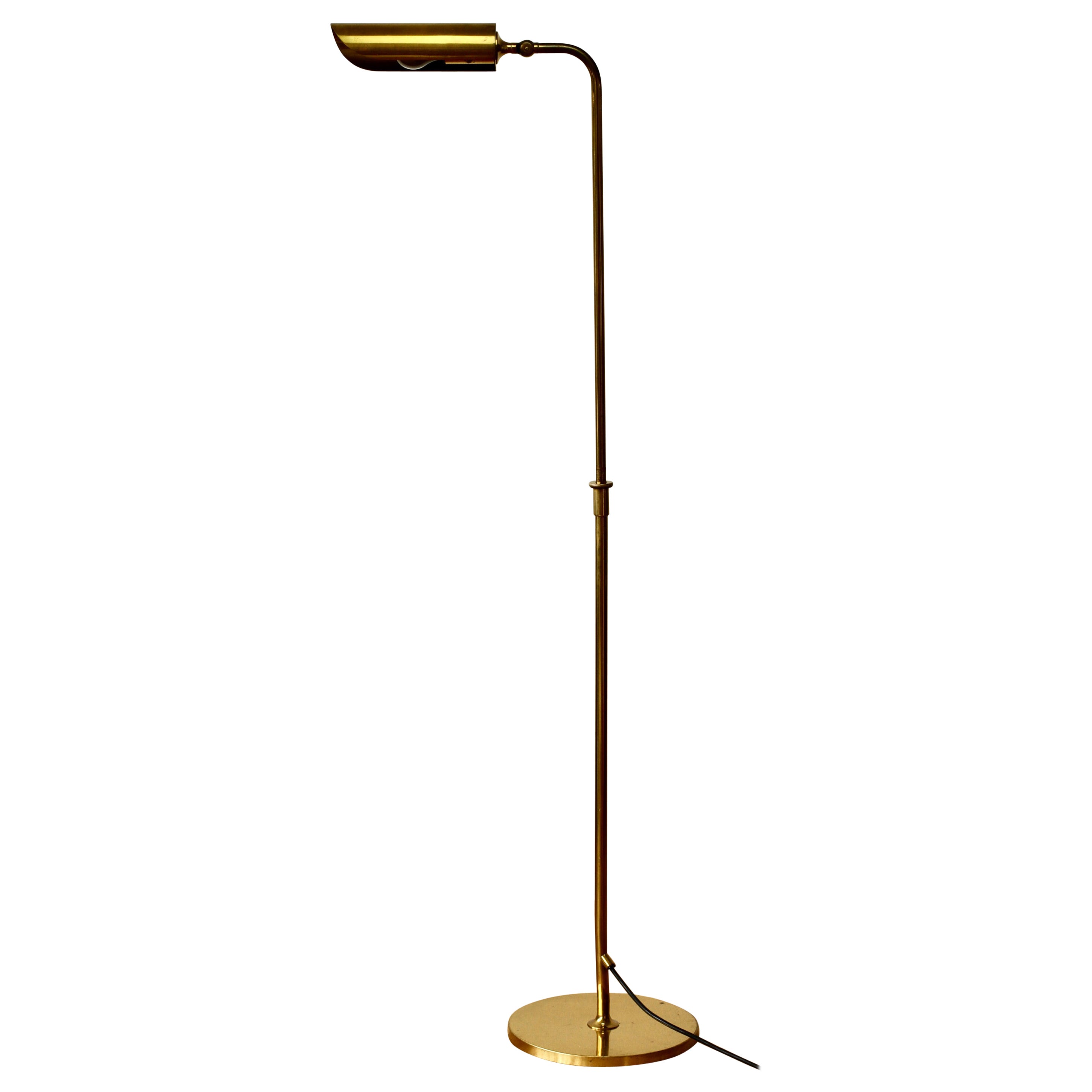 Florian Schulz Mid-Century Vintage Modernist Brass 1970s Adjustable Floor Lamp