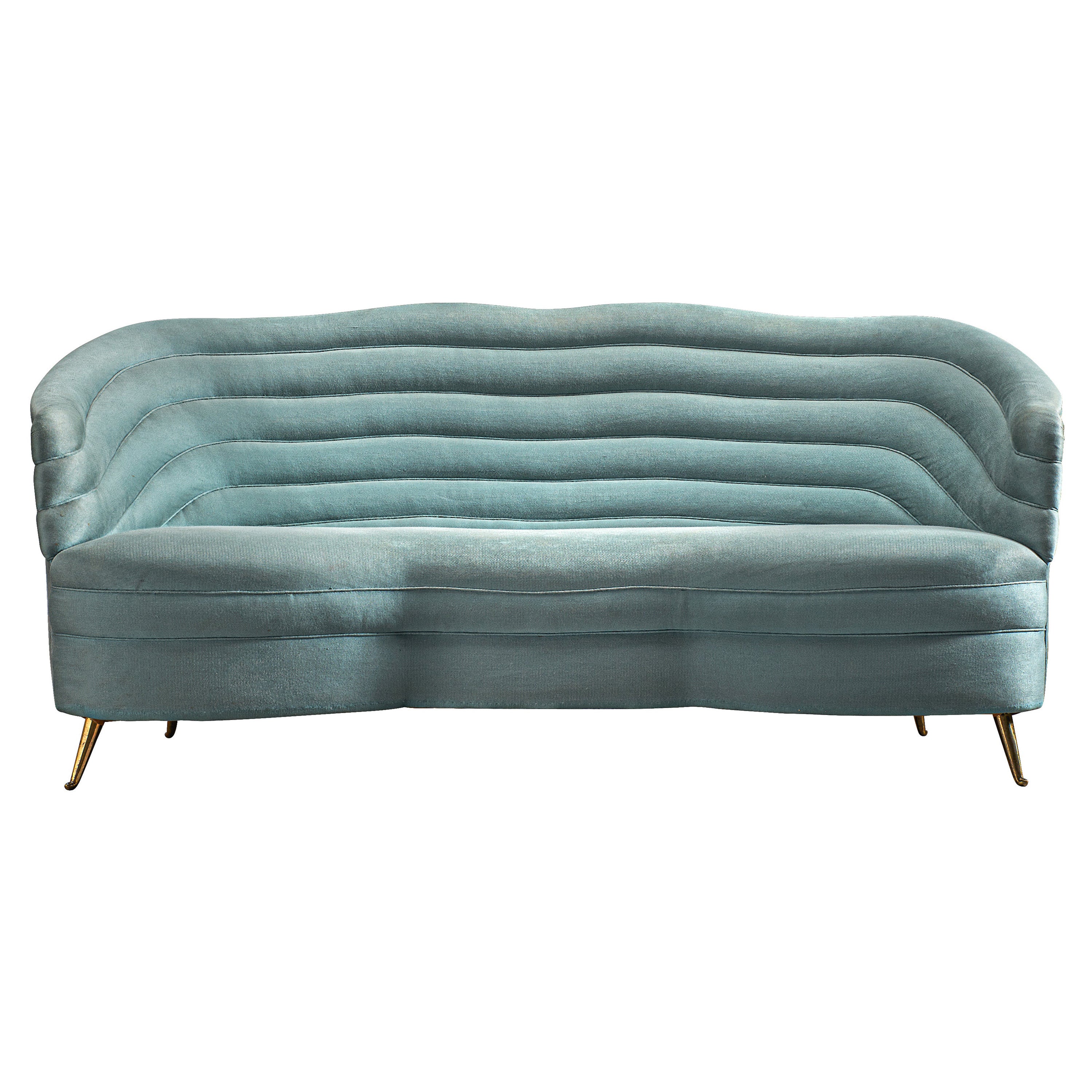 Andrea Busiri Vici Sofa in Turquoise Blue Upholstery