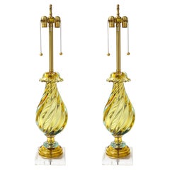 Seguso Peidot Murano Glass Lamps