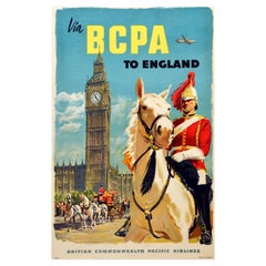 Original Vintage Poster BCPA England London British Commonwealth Pacific Travel