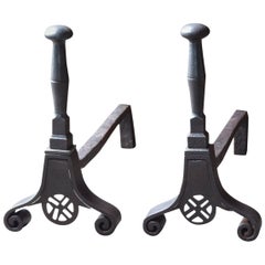 Antique French Napoleon III Andirons or Firedogs, 19th Century
