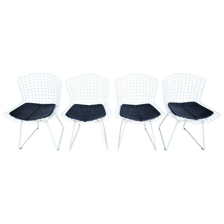 Harry Bertoia for Knoll Wire Dining Chairs Set 4 at 1stDibs