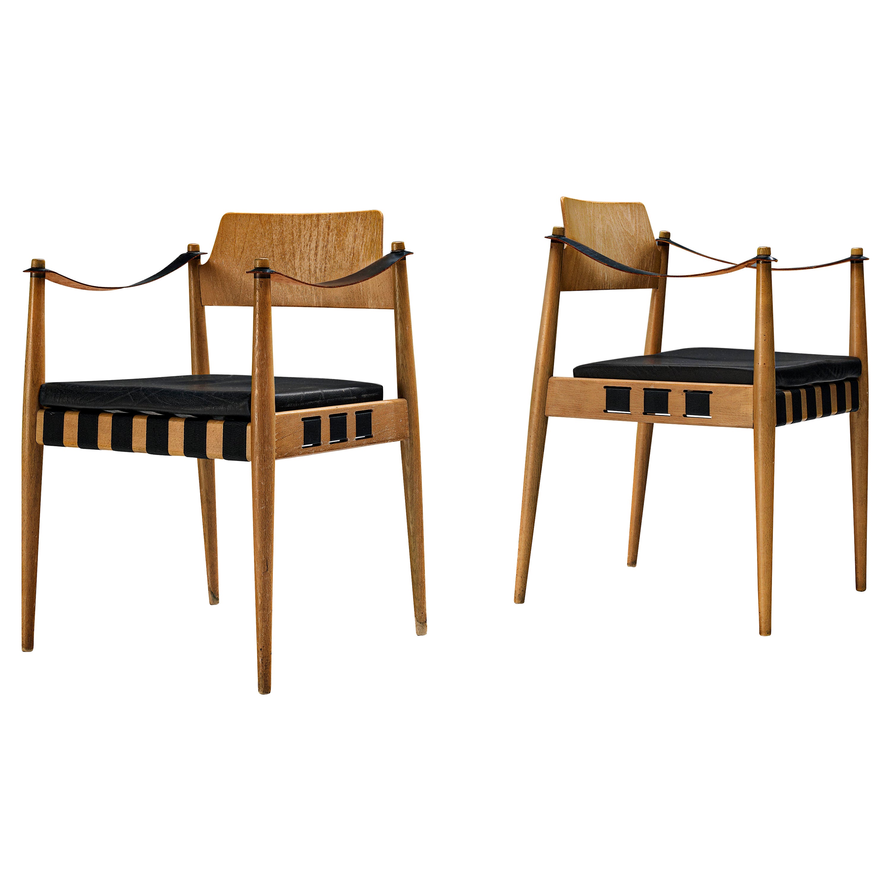 Egon Eiermann for Wilde + Spieth Armchairs in Beech and Leather
