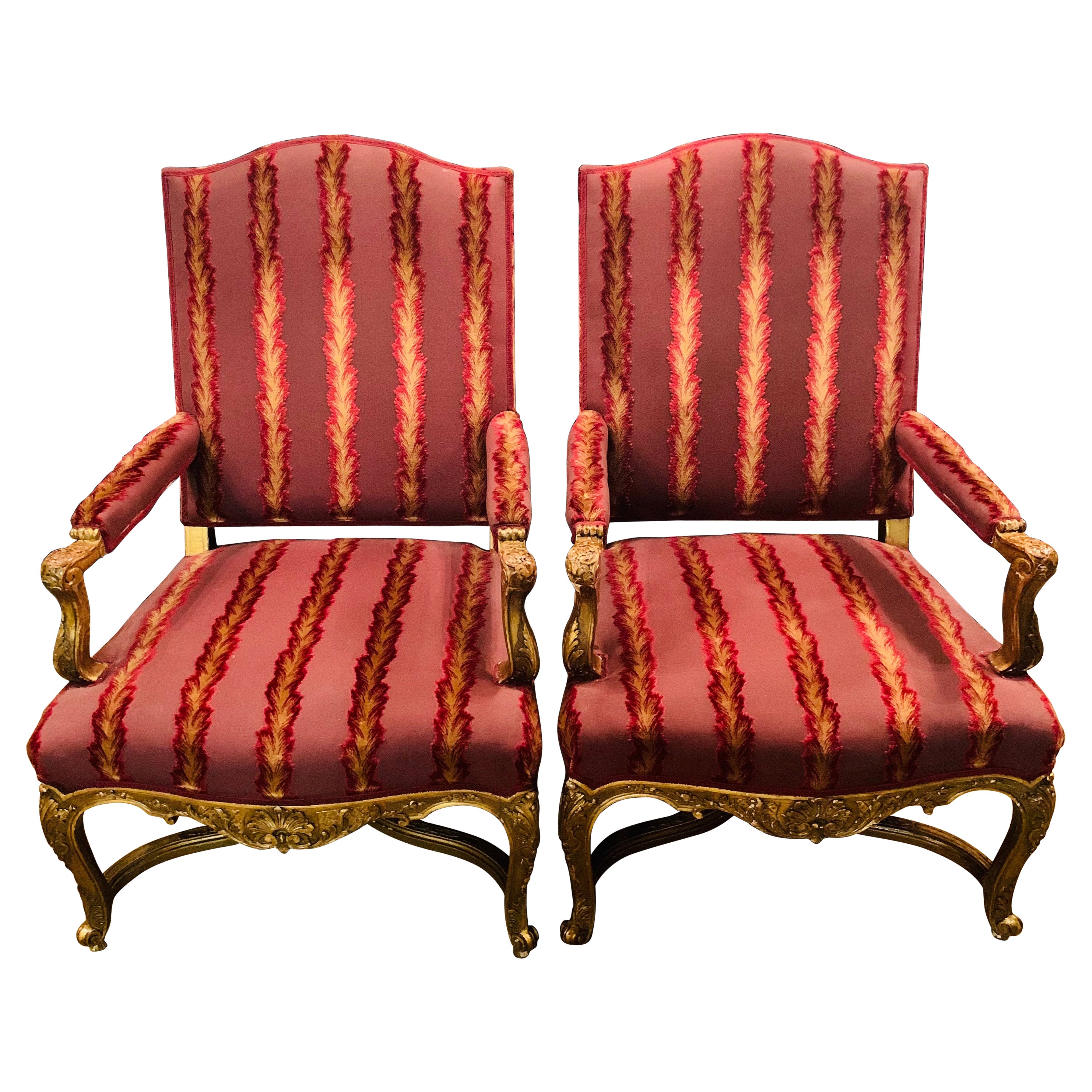 18th Century Pair of antique Louis Quinze XIV Armchairs Paris beech For Sale