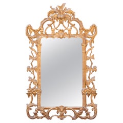 Neoclassical Rectangular Gold Foil Hand Carved Wooden Mirror, 1970